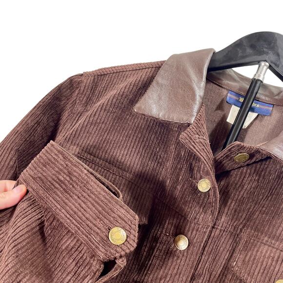 Vintage 90s Breeches Brown Corduroy Button-Up Jacket Sz Medium Boxy Casual - Picture 7 of 10